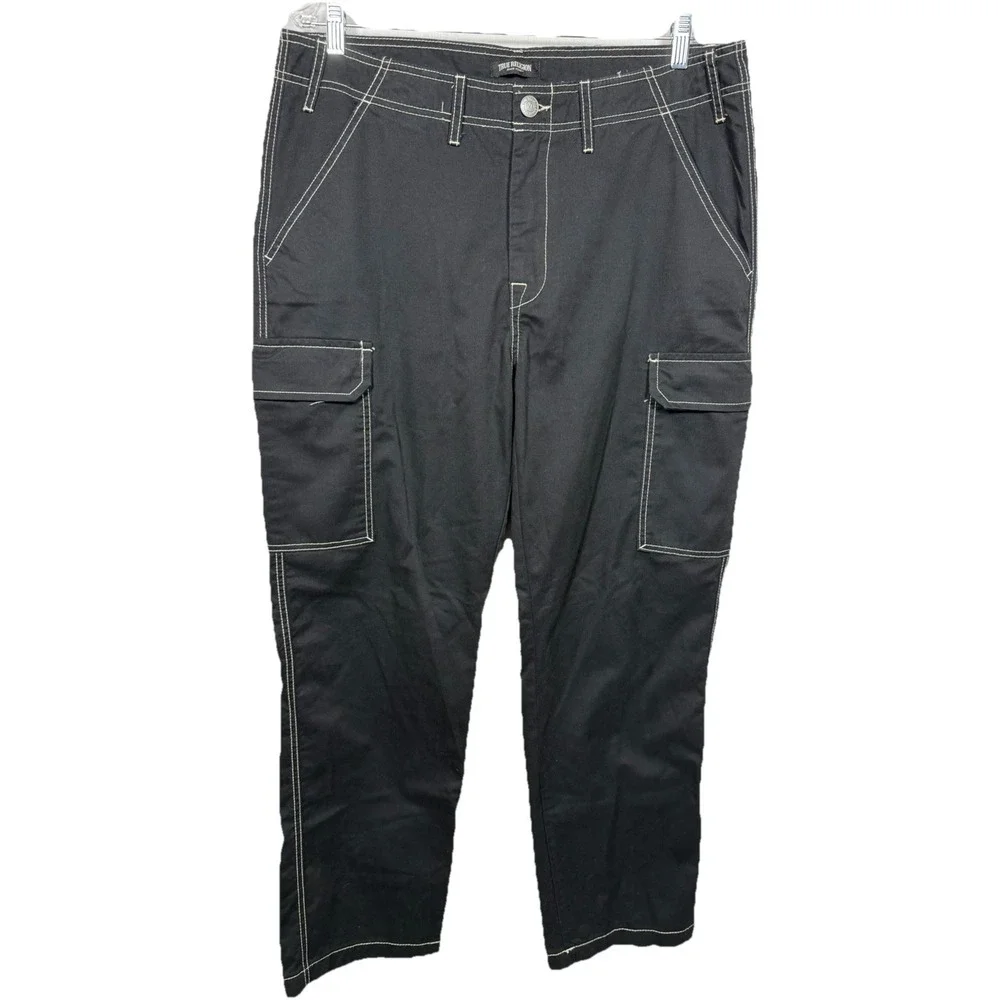 True Religion Cargo Pants Mens 34 Black Utility‎ Y2K Skate Streetwear